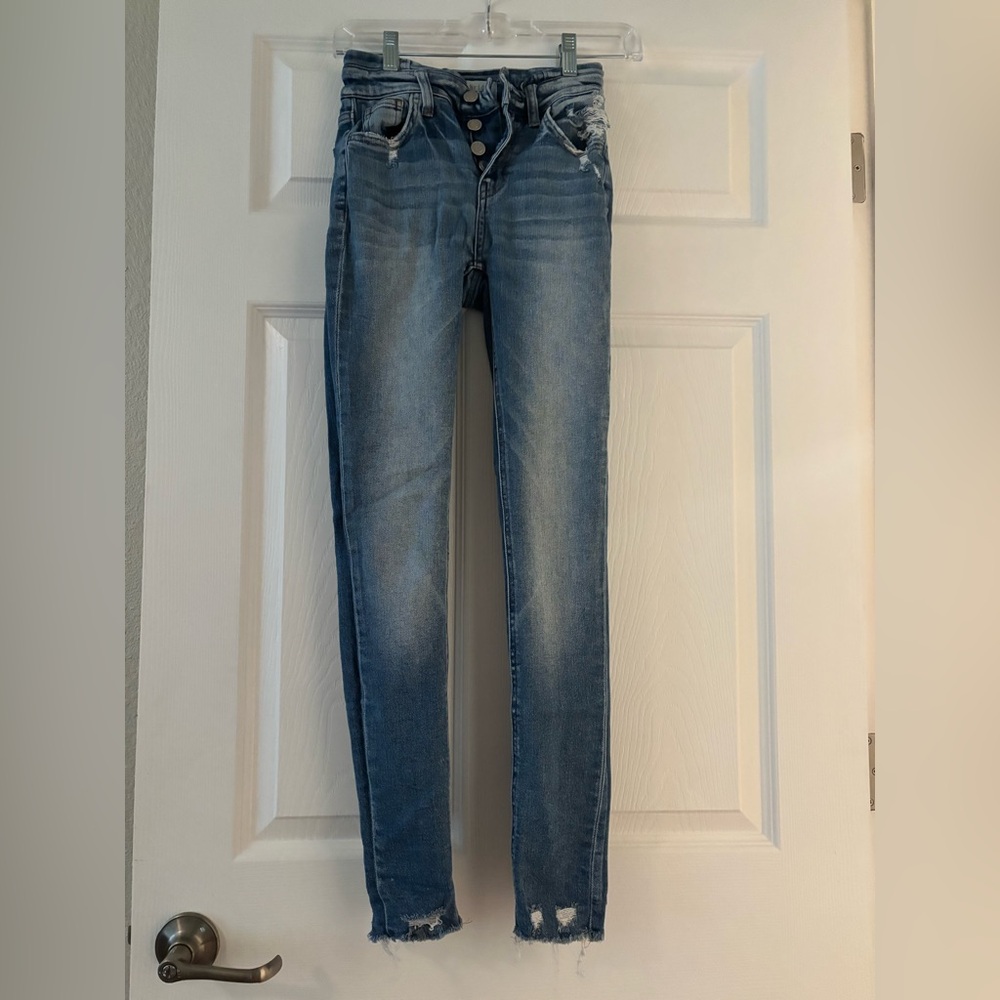 Blue Skinny Jeans with Faded Wash